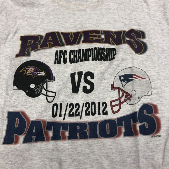 2012 NFL AFC Championship Ravens Patriots T-Shirt Tee Size Medium B187 -29C - Picture 5 of 12